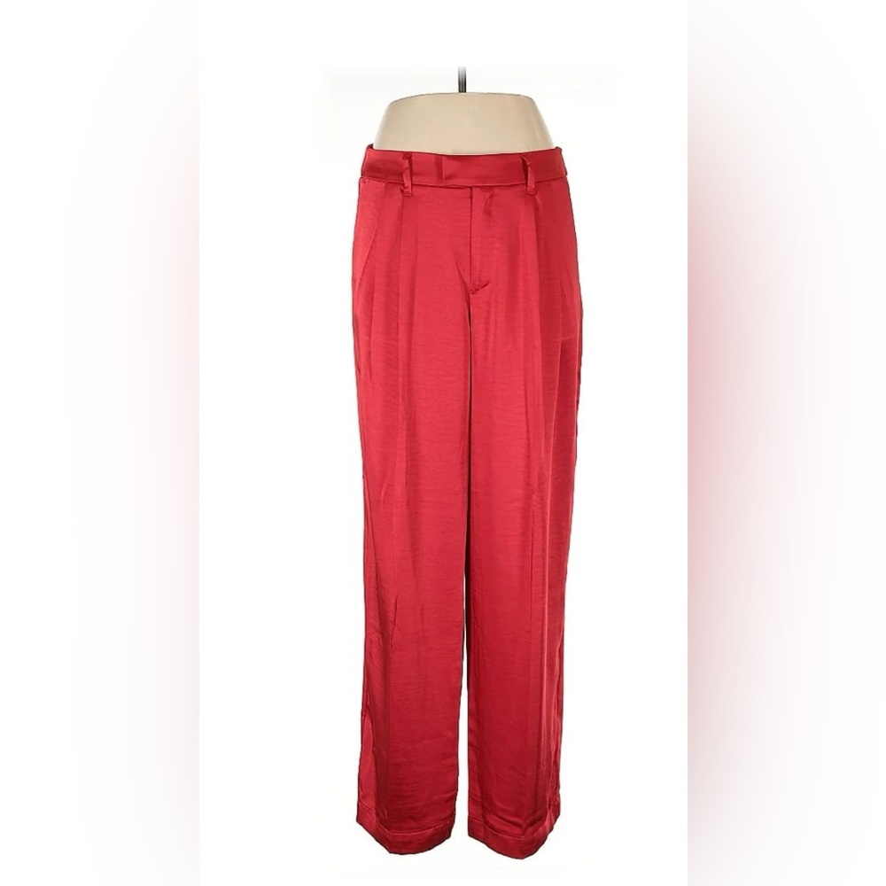 A New Day High-Rise Wide Leg Satin Pants- Size: 8 (Red)